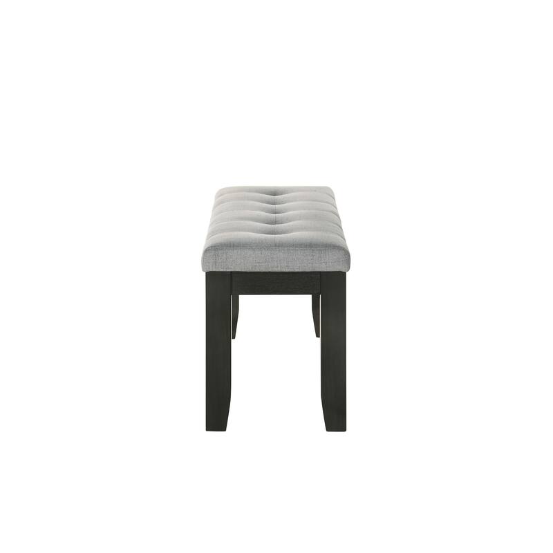 1Pc Contemporary Style Bench Gray Fabric Upholstery Tufted Tapered Wood Legs Bedroom