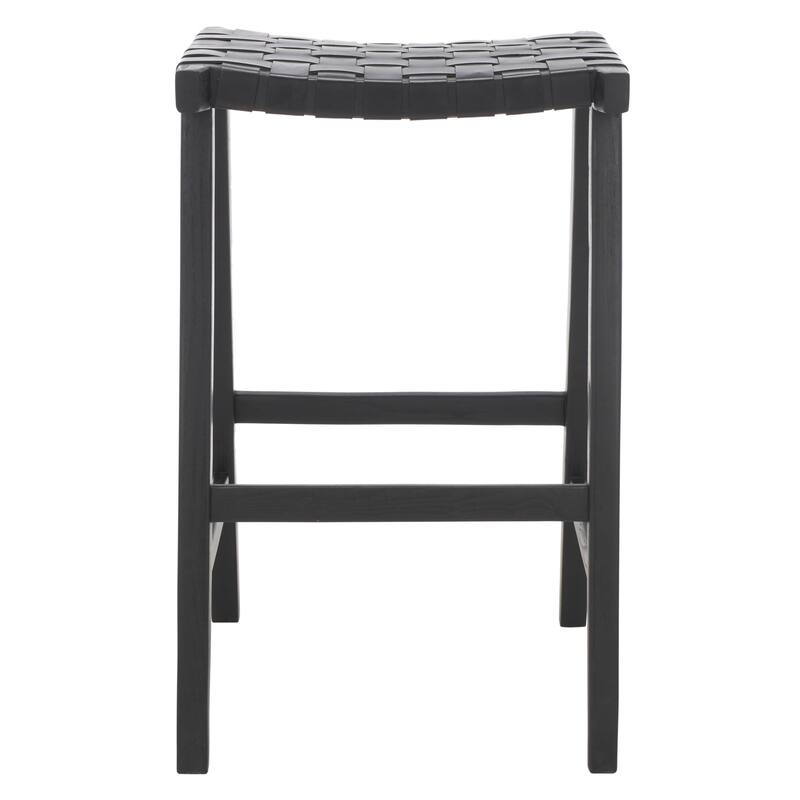 SAFAVIEH Remzija 30-inch Woven Leather Rectangle Bar Stool - 20" W x 19" D x 30" H