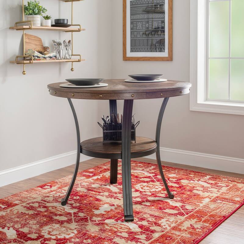 Franklin Industrial Round Counter Table - Brown