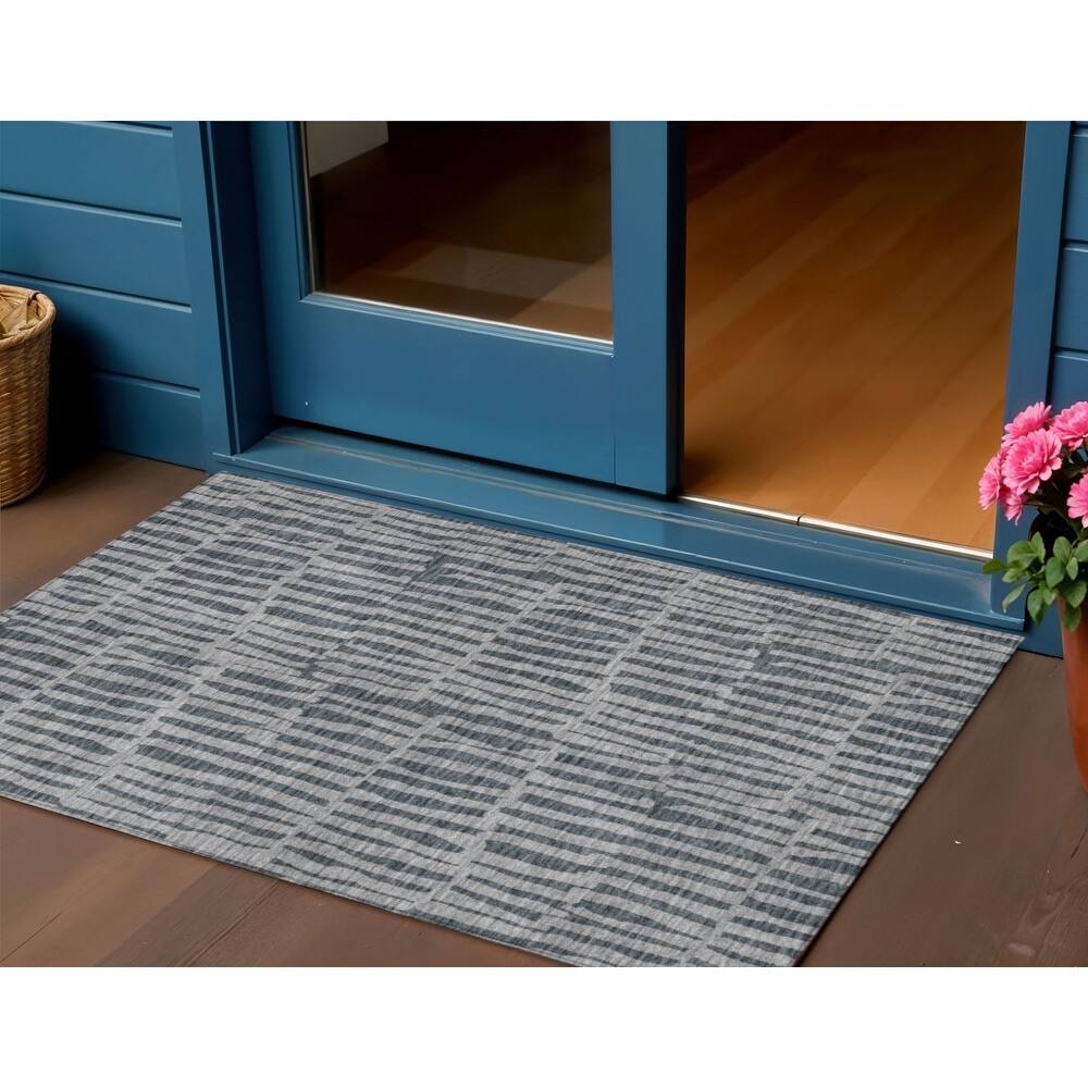HomeRoots Striped Transitional Rectangle Outdoor Rug