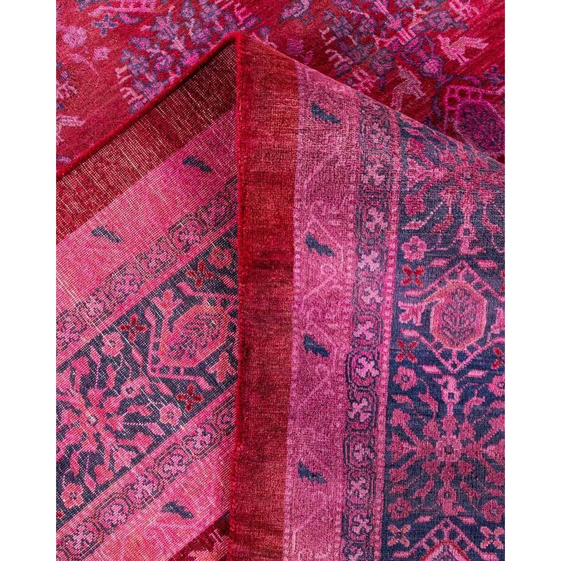 Overton Handknotted Wool Vintage Inspired Contemporary Overdyed Red Area Rug - 15' 3" x 12' 2"