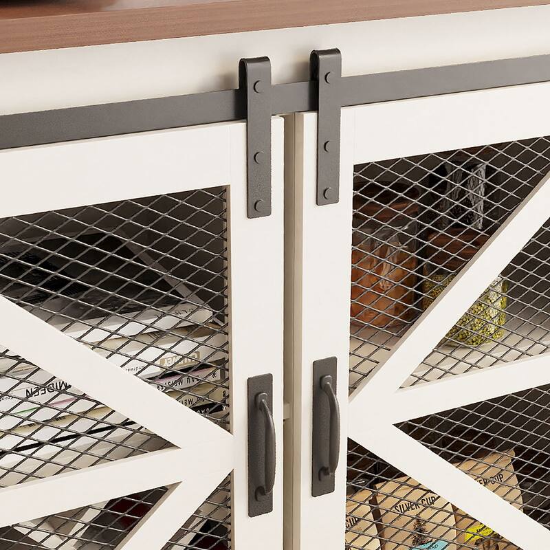 Meyreso Food storage cabinet Contemporary/Modern White Kitchen hutch with Wine Storage