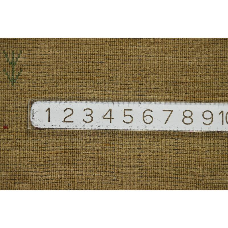 Green Tribal Gabbeh Indian Rug Hand-Knotted Wool Carpet - 3'3" x 5'1"