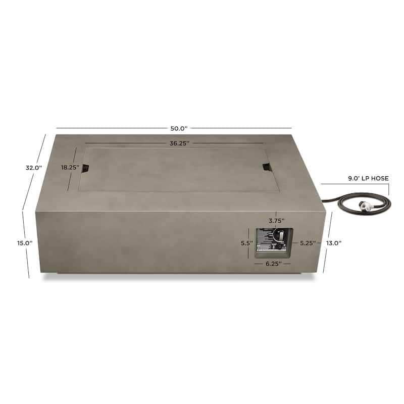 Aegean 50" Rectangle Gas Fire Table in Mist Gray by Real Flame