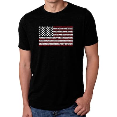 LA Pop Art Men's Premium Blend Word Art T-shirt - 50 States USA Flag