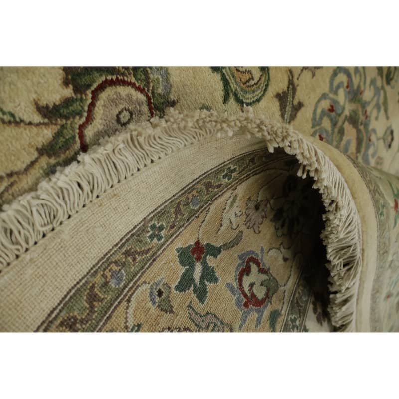 Hand Knotted Oriental 100% Wool Carpet Traditional All-Over Beige & Ivories Ziegler Area Rug - 8' 11'' X 6' 1''
