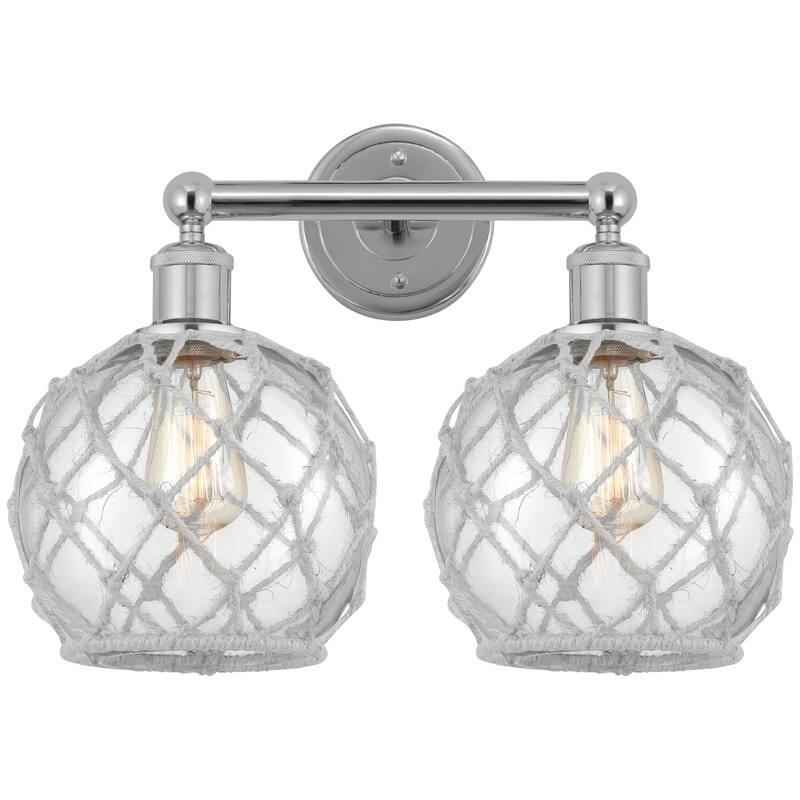 Innovations Lighting Endless Possibilities Edison - Farmhouse Rope - 2 Light 17" Bath Vanity Light - Clear Glass with White Rope/Polished Chrome