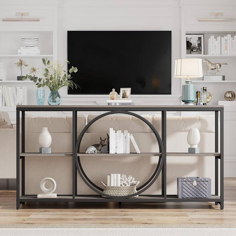 70.9" Extra Long Console Table Sofa Table Behind Couch with Wood Storage Shelves Metal Frame for Entryway/Living Room/Hallway