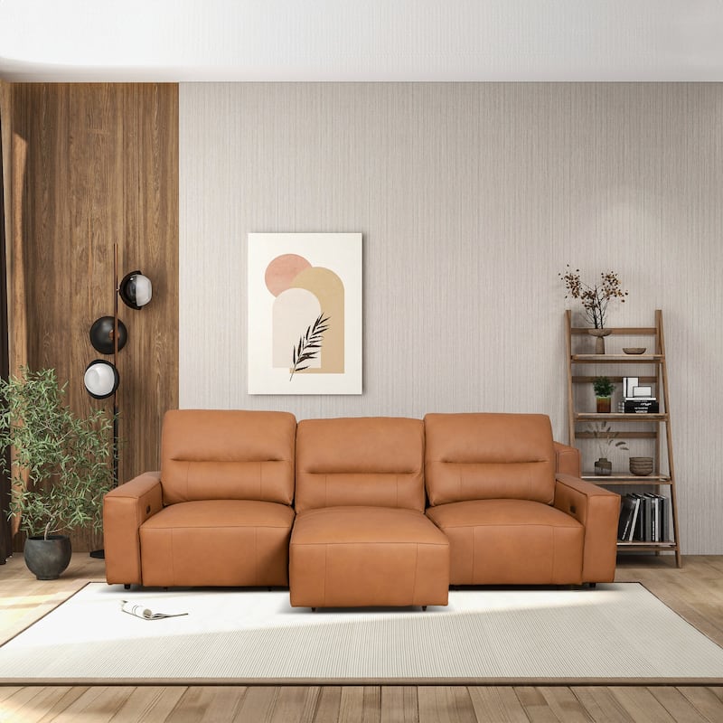GDFStudio - Grant Top-Grain Leather Triple Power Convertible Sofa