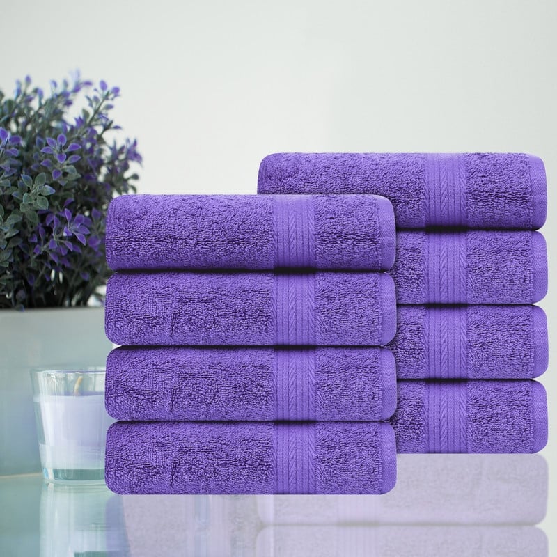 Hand Towels for Bathroom 18x28 Inch 600 GSM by Ample Decor - 8 Pcs - Purple