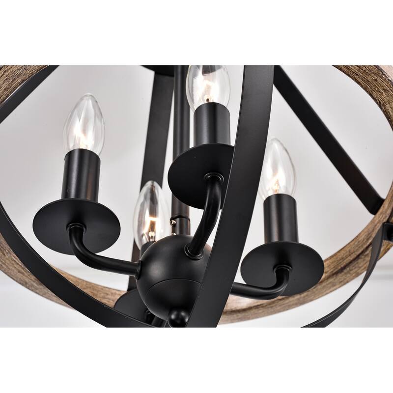 Benny Matte Black 4-Light Open Metal Cage Chandelier