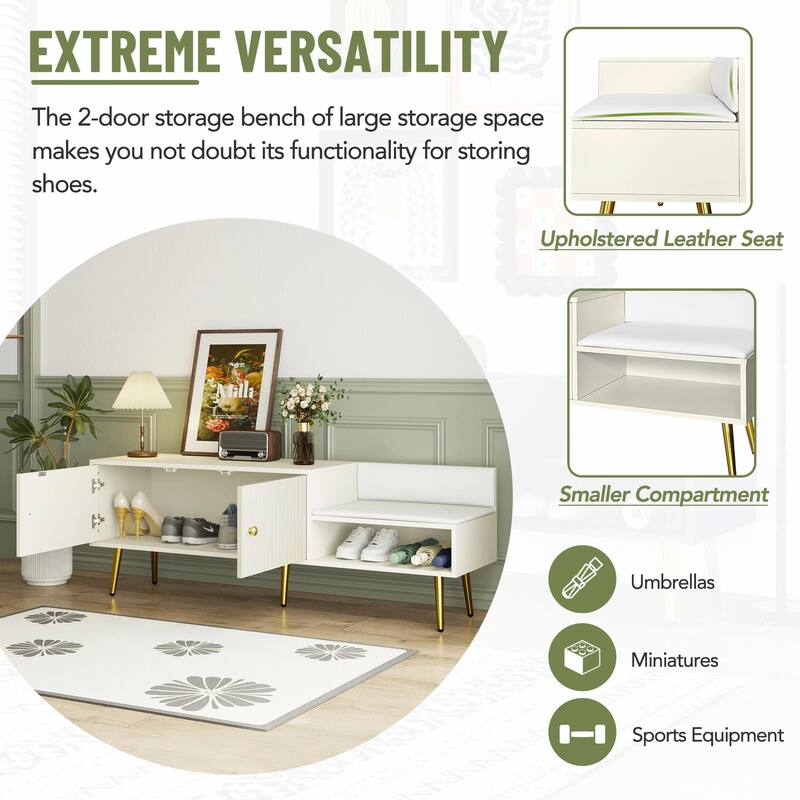 Modern Shoe Storage Bench with Hidden Compartment and Upholstered Cushion
