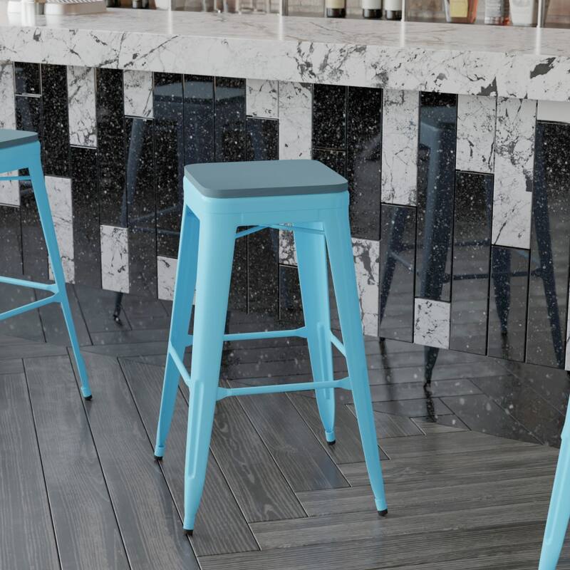 All-Weather Backless Commercial Bar Stool with Poly Resin Seat