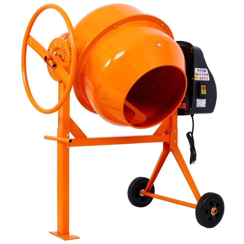 Cement Mixer,5 Cu. Ft Electric Concrete Mixer Machine, 650W AC Motor Portable Power Cement Mixers for Mortar, Stucco and Fodder