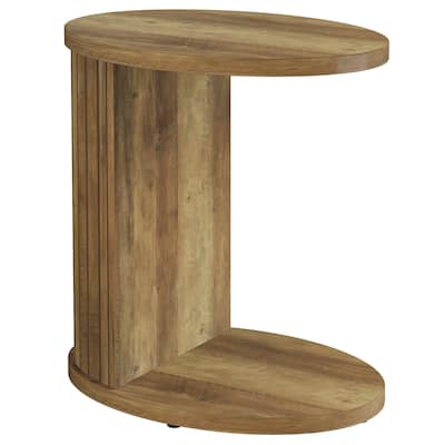2-Tier C-shaped End Side Table Bedside Nightstand with Oval Tabletop