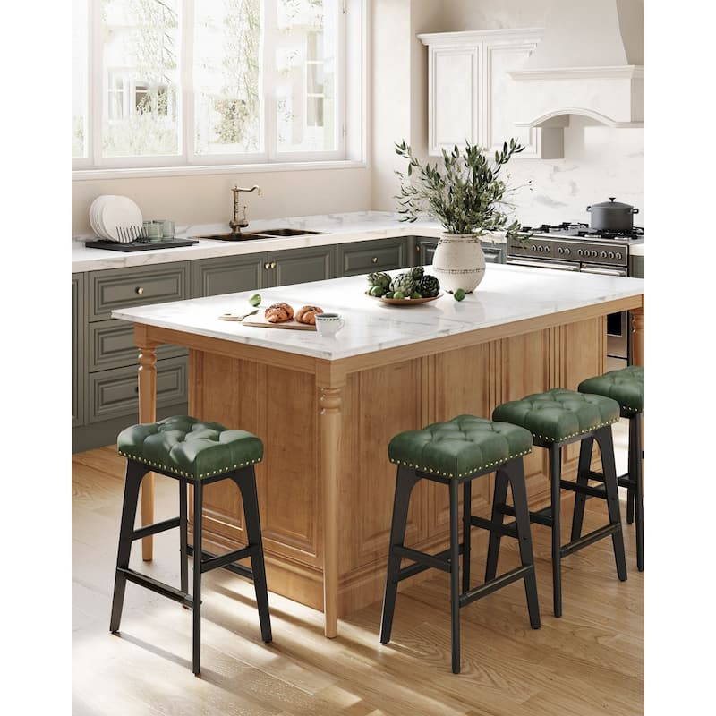 Set of 2 Counter Height Bar Stools Modern Kitchen Barstools with Backrest Perfect for Island or Counter - 12.6"D x 17.3"W x 26"H