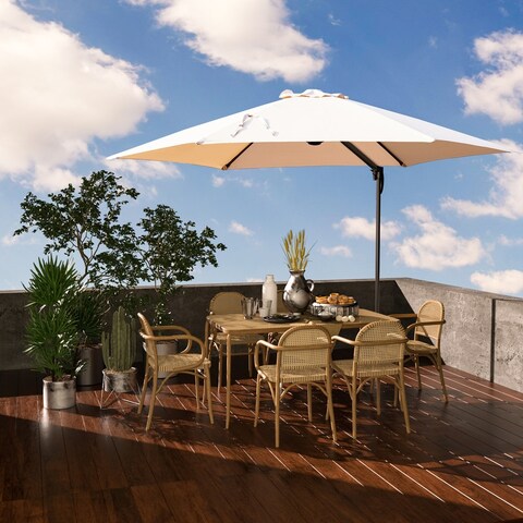 10 ft. Outdoor Aluminum Outdoor Patio Umbrella Market Cantilever Large Outdoor Umbrella in Champagne Color