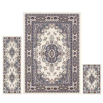 Home Dynamix Ariana Ksara Traditional Medallion Border Area Rug Set, 3 Piece - 3 Pcs (4'11"x6'10",1'7"x4'11",1'7"x2'7")