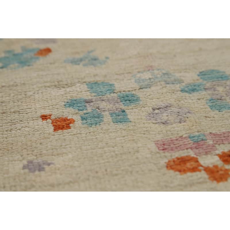 Vegetable Dye Floral Art Deco Turkish Area Rug Handmade Wool Carpet - 6'10"x 9'11"