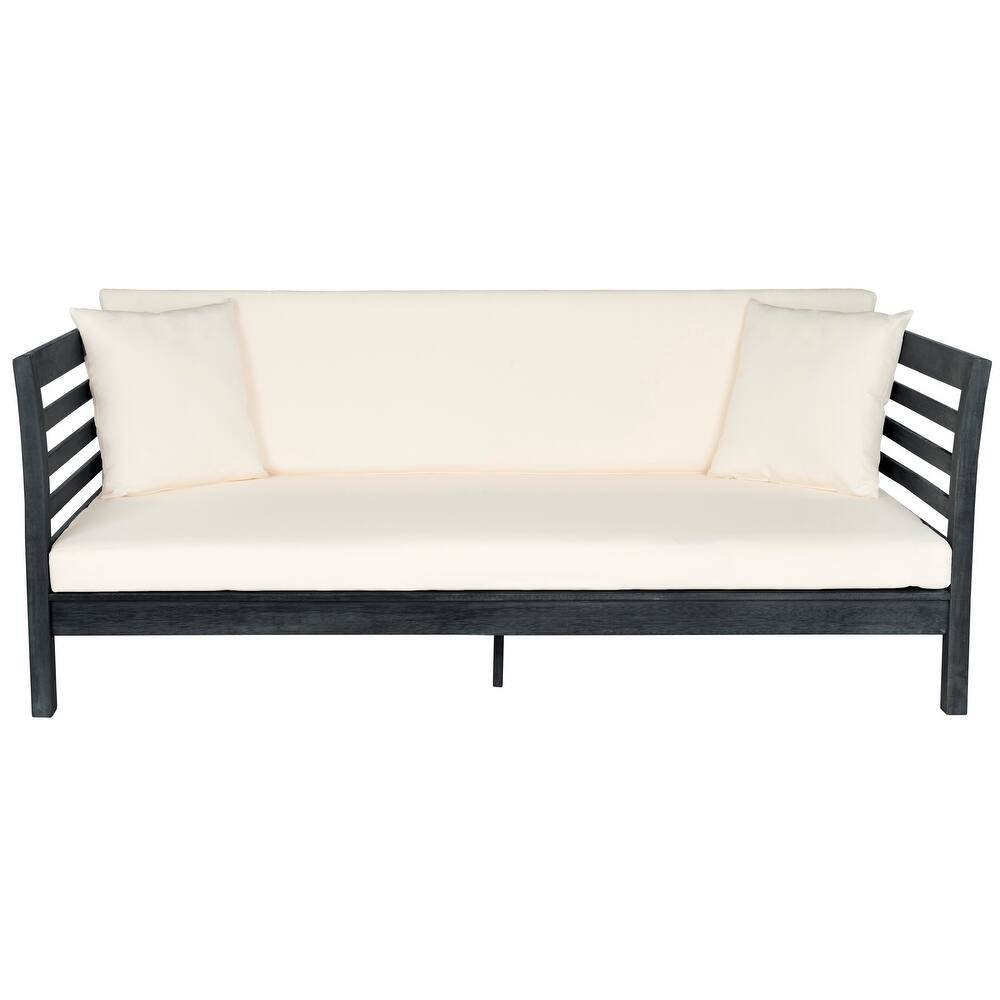 SAFAVIEH Outdoor Eriona Acacia Wood Cushioned Daybed - 39W x 27D x 72H