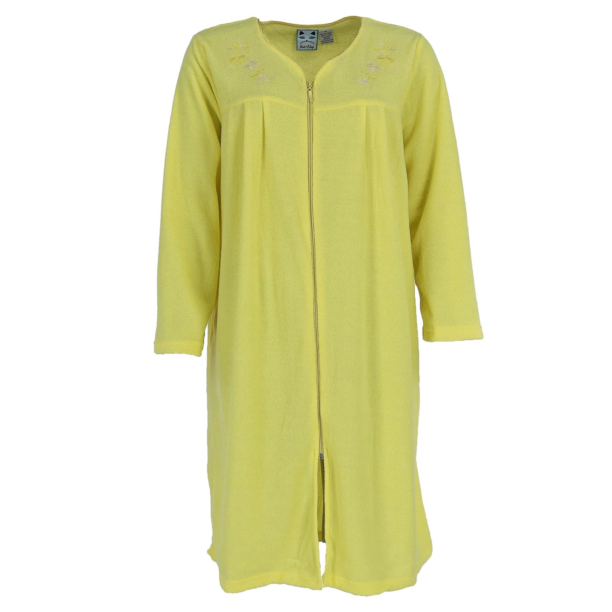 Shop Kat Nap Women S Embroidered Zip Front Terry Duster Robe