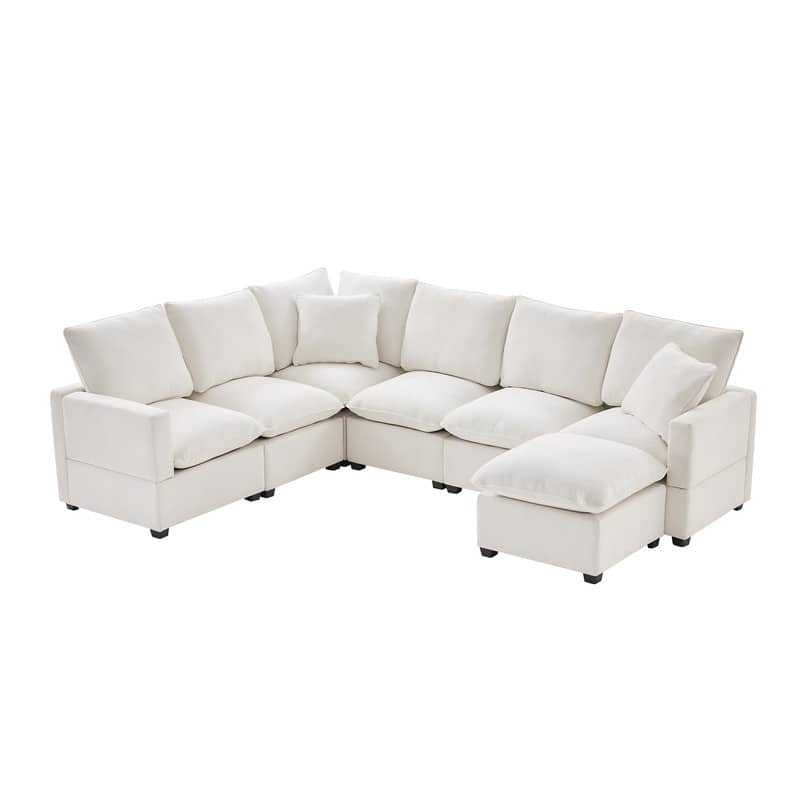 Modern Chenille Multi-Seat Sectional Sofa