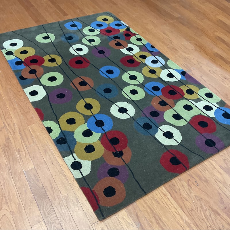 HERAT ORIENTAL Handmade 5' x 8' Graphic Tibetan Wool Rug - 5' x 8'
