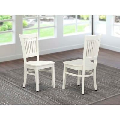 Modern Wooden Dining Chairs - 2 Piece Set - Linen White Finish - Kitchen Dining Room Seating