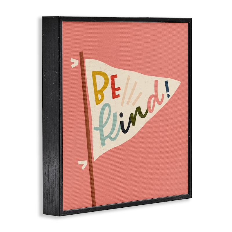 Stupell Be Kind Phrase on Flag Framed Giclee Art Design By Sarah Hickman