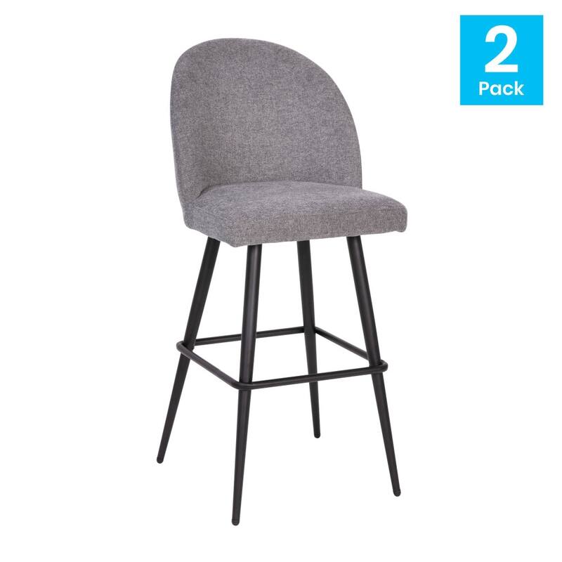Modern Upholstered Barstools with Footrest and Steel Frame (Set of 2)