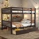 preview thumbnail 10 of 20, Elegance Full over Full Wood Bunk Bed with Convertible into 2 Full Beds with 2 Drawers, Ladder and Safety Guardrails