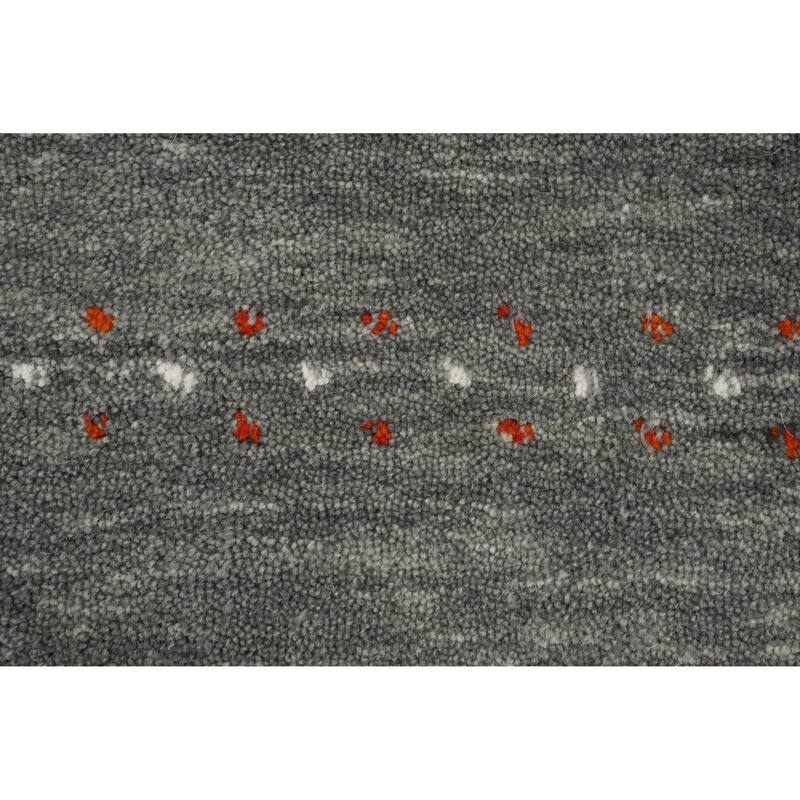 Hand Knotted Oriental 100% Wool Carpet Tribal Animal Pictorial Greys & Charcoal Gabbeh Area Rug - 4' 10'' X 3' 0''