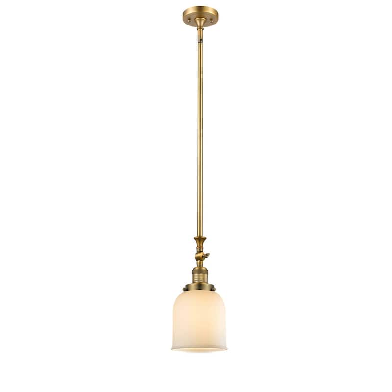 Innovations Lighting Small Bell 5" Wide Adjustable Mini Pendant - Brushed Brass / Matte White Cased