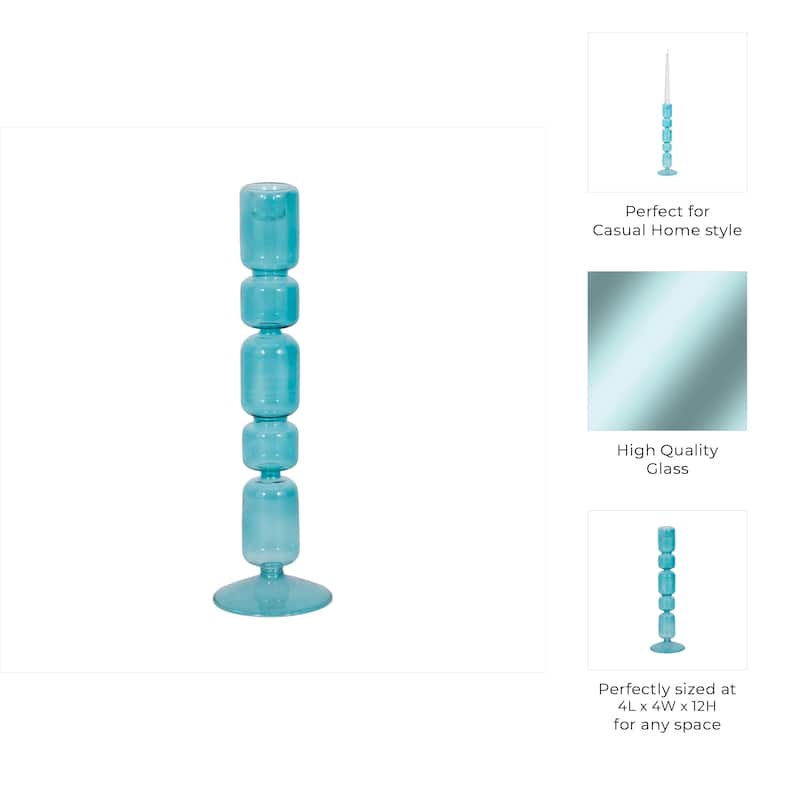 Modern Candle Holder with Stacked Sculptural Glass Base