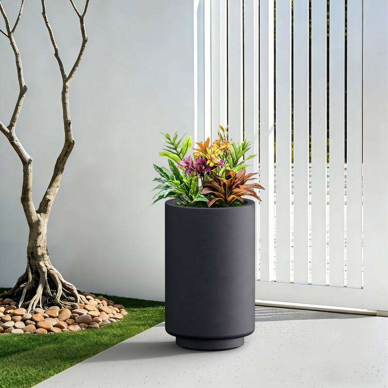 Concrete Cylindrical Planter with Drainage Hole for Indoor & Outdoor
