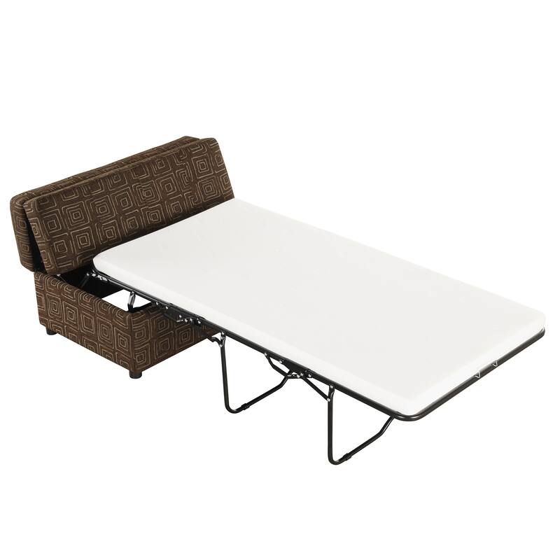 Roomfitters Twin Size Folding Ottoman Sleeper Bed with Mattress, Compact Convertible Guest Bed for Living Room