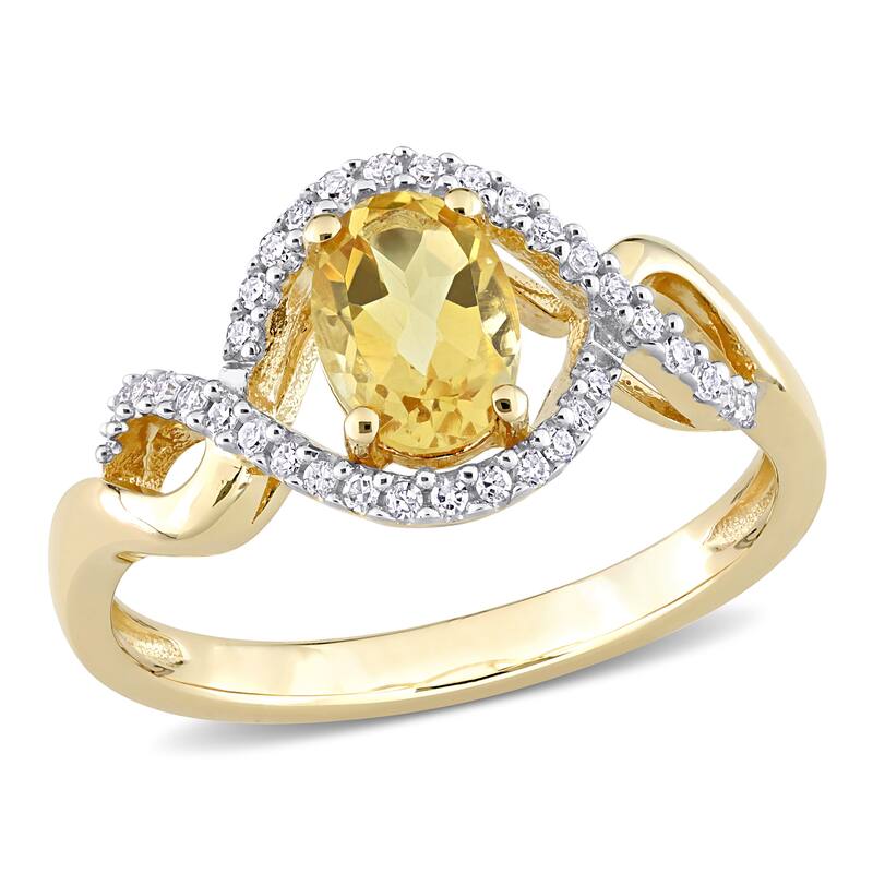 Miadora 10k Yellow Gold Citrine and 1/6ct TDW Diamond Halo Infinity Ring
