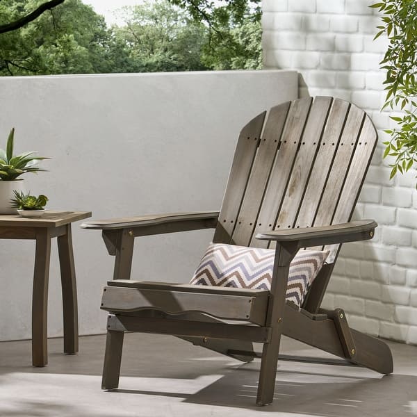 slide 2 of 56, Hanlee Acacia Wood Folding Adirondack Chair by Christopher Knight Home - 29.50" W x 35.75" D x 34.25" H Grey