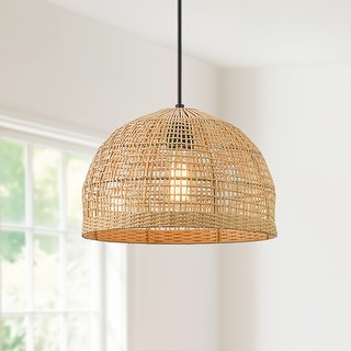 1-Light Natural Bamboo Single Pendant Light - Bed Bath & Beyond - 36155002