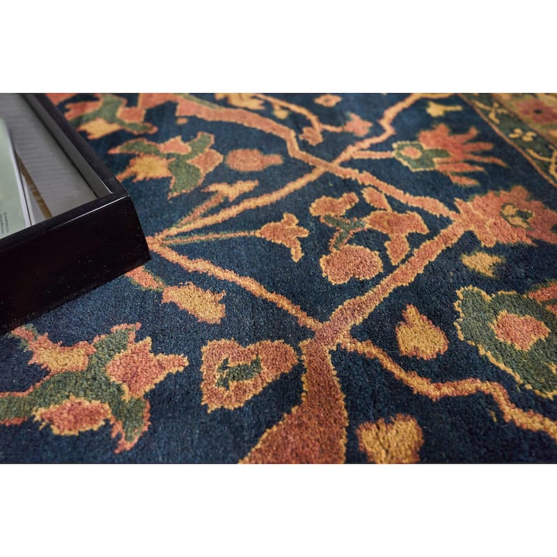 EXQUISITE RUGS ONE-OF-A-KIND Rare and Unusual Bijar Hand Knotted Navy Rug - 11'6"x18'