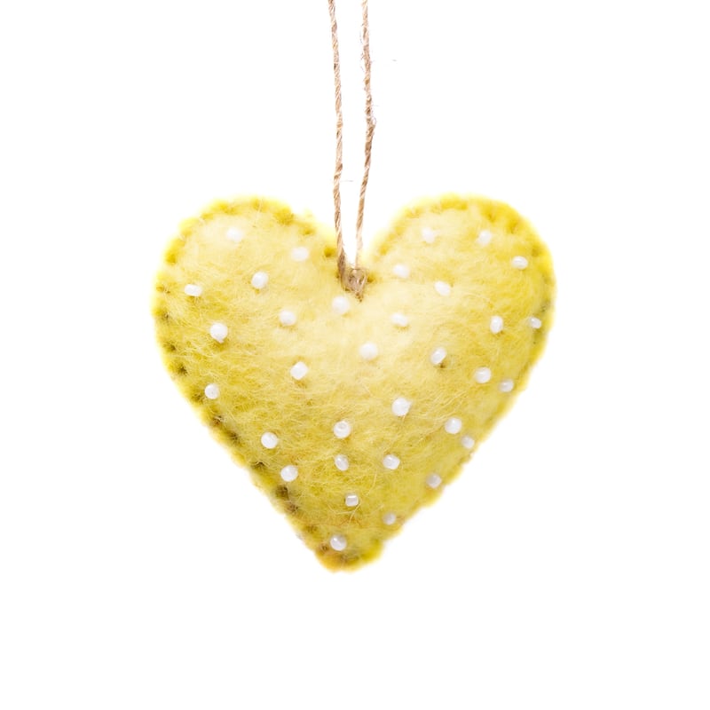 Handmade Rainbow Hearts Handmade Felt Ornaments, Set of 7