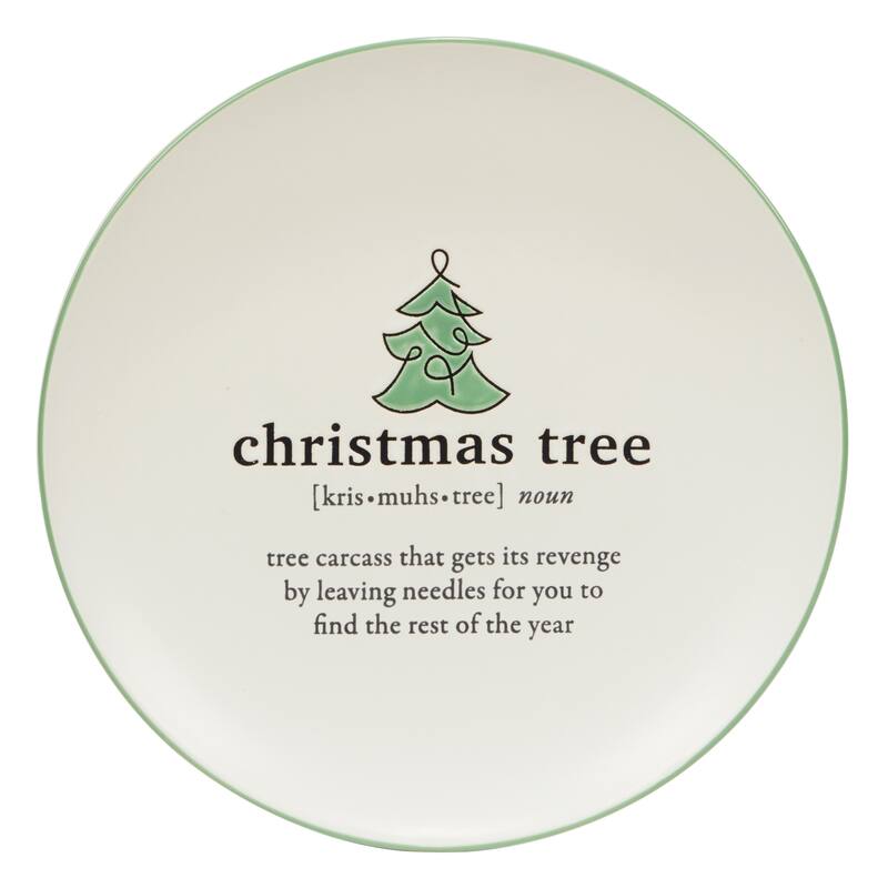 Certified International Christmas Fun Green Sayings 8.5" Dessert Plates, Set of 6 Assorted Designs - 8.5-inch