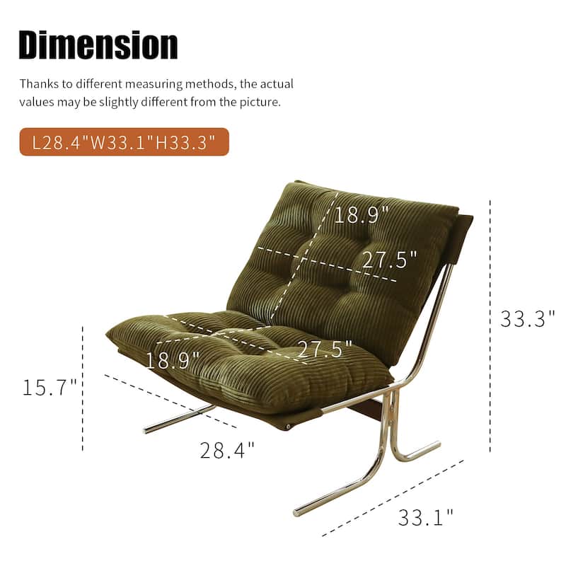 Modern Upholstered Accent Chair with Chrome Metal Frame for Living Room & Office