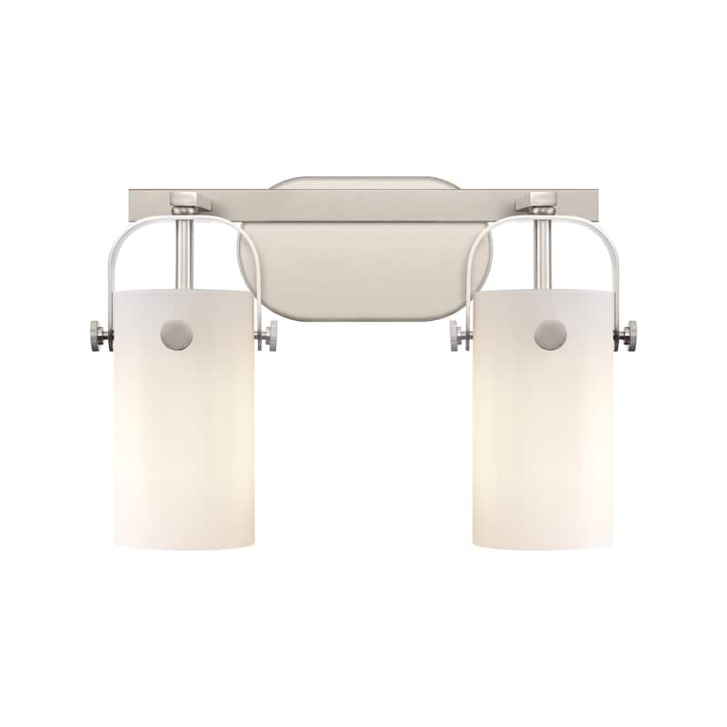 Innovations Lighting 423-2W-10-15 Pilaster II Cylinder Vanity Pilaster - Satin Nickel / Matte White