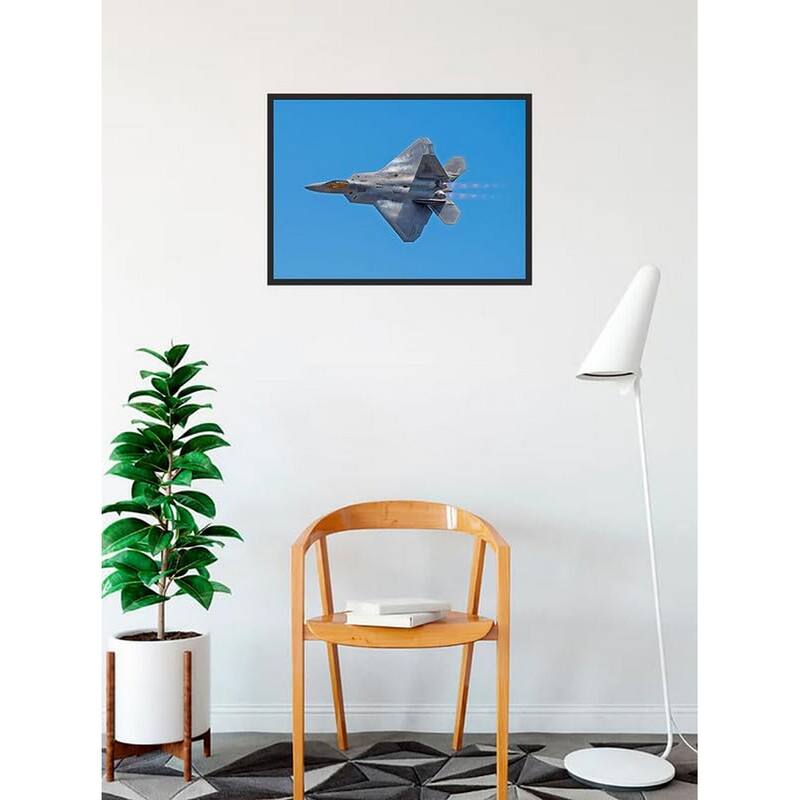 F-22 Raptor Airplane in Flight Photography by Wayne Collamore Framed Poster - 18 x 24 Inch