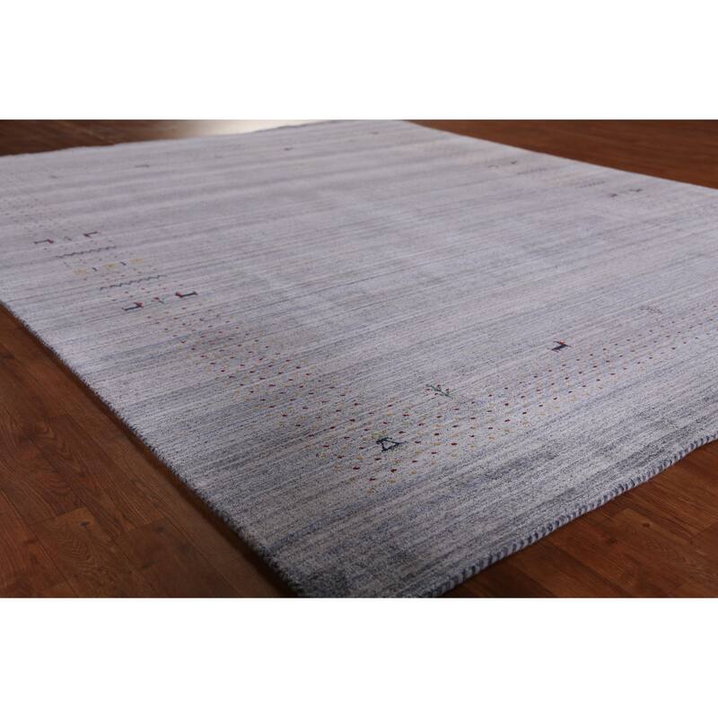 Hand Knotted Oriental 100% Wool Carpet Tribal Animal Pictorial Greys & Charcoal Gabbeh Area Rug - 9' 9'' X 8' 2''