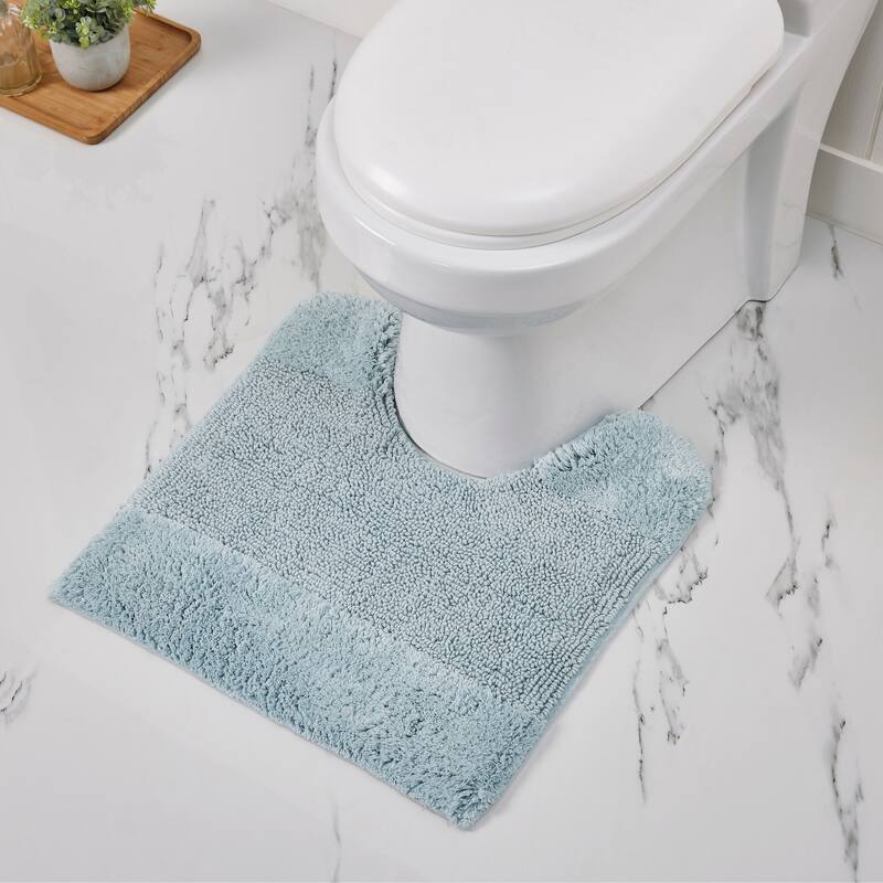 Better Trends Bath Rug 100% Cotton Water Absorbent Tufted Bathroom Rugs Set for Shower,Sink Mats Machine Wash Granada Collection - 2 Piece Set (20" x 20" | 21" x 34") - Blue