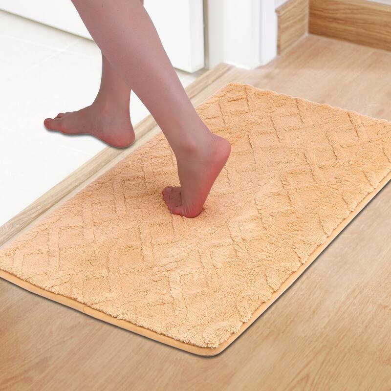 Geometric Pattern Bathroom Mat Soft Absorbent Non-Slip Back Dry Bath Floor Rugs Toilet Home