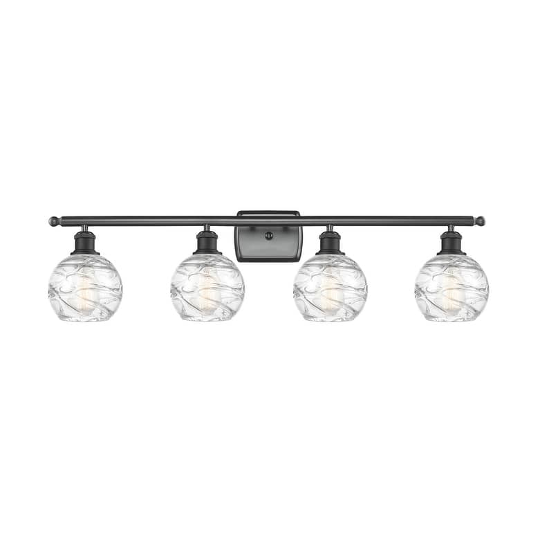Innovations Lighting Small Deco Swirl 4 Light 36" Wide Bathroom Vanity - Matte Black / Clear
