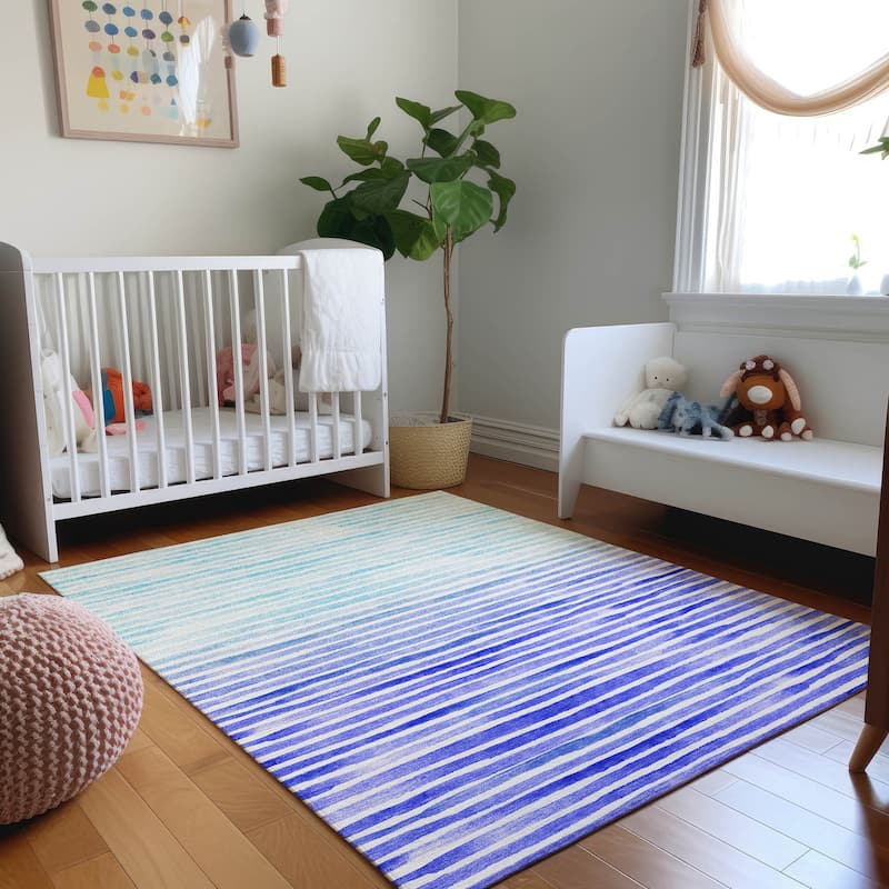 Premium Washable Super Soft Ombre Stripes Mayfield Rug - Blue - 3' x 5' - Rectangle